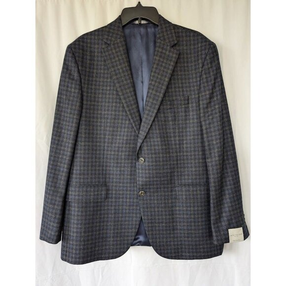 Jack Victor Other - Jack Victor Blazer SUPPER 110"S Conway Men's Size 44R 100% Wool Blue Plaid NEW